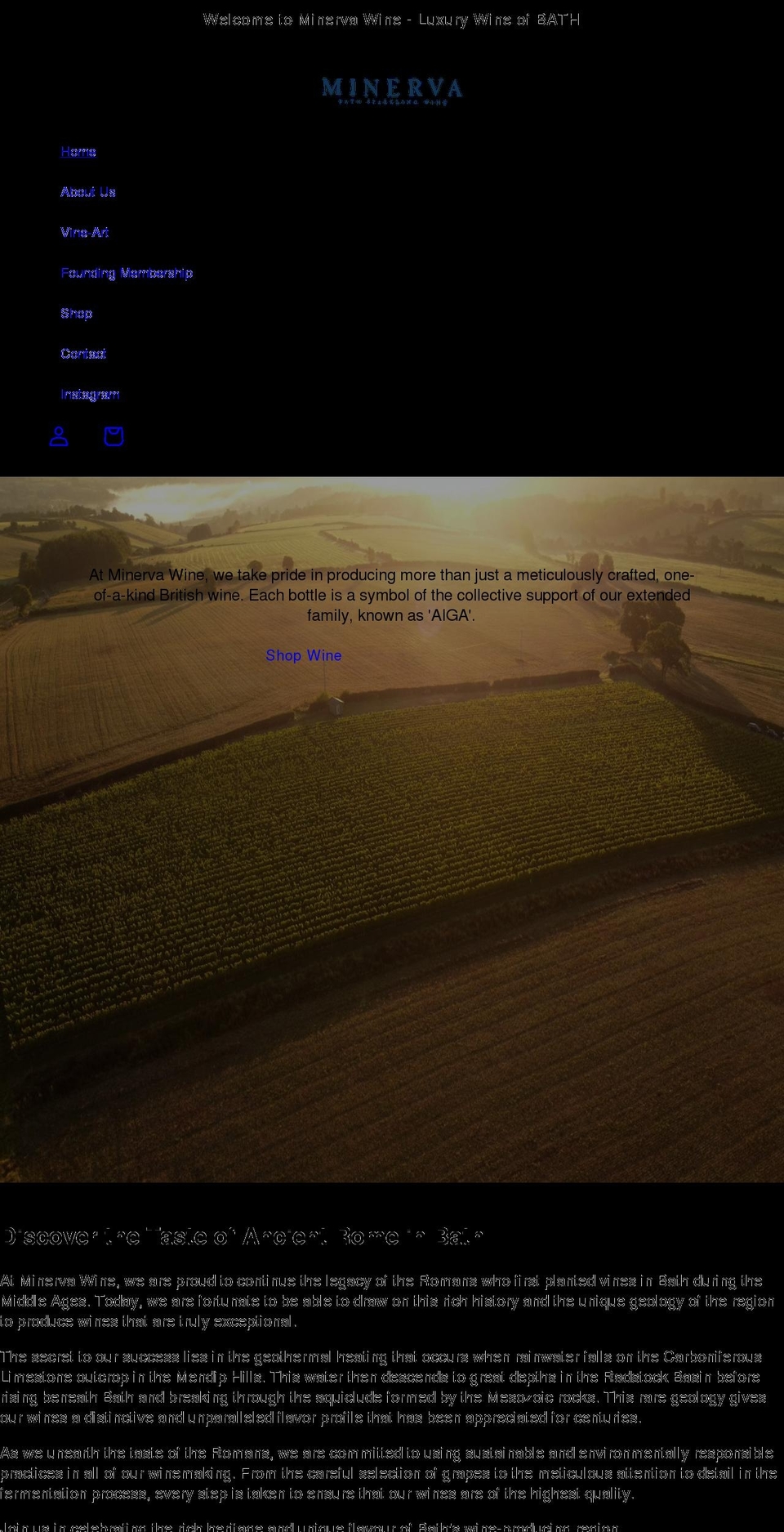 minervawine.com shopify website screenshot