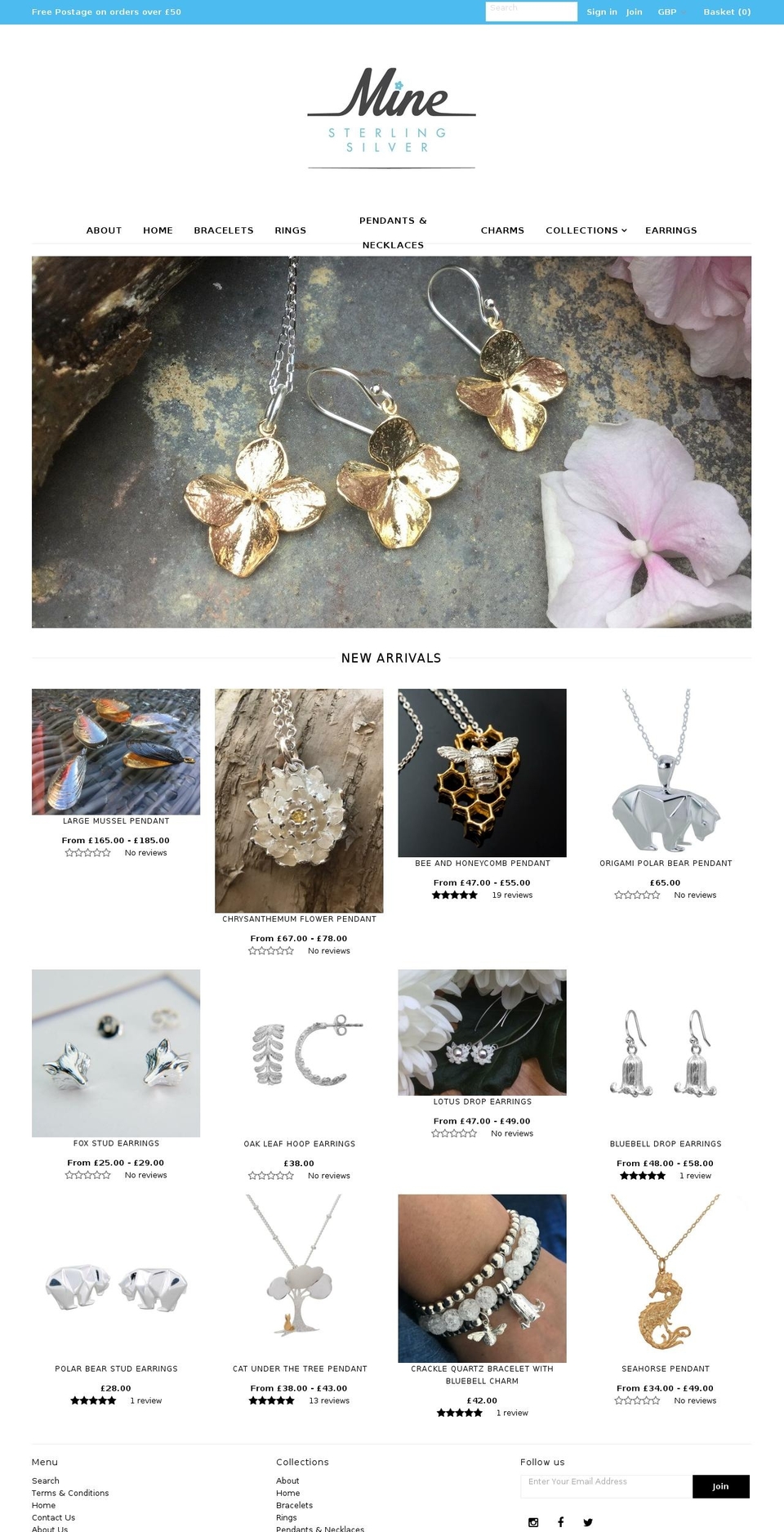 minesterlingsilver.co.uk shopify website screenshot