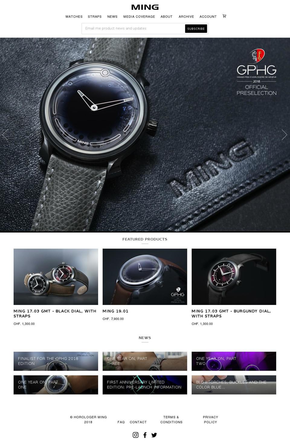 ming.watch shopify website screenshot
