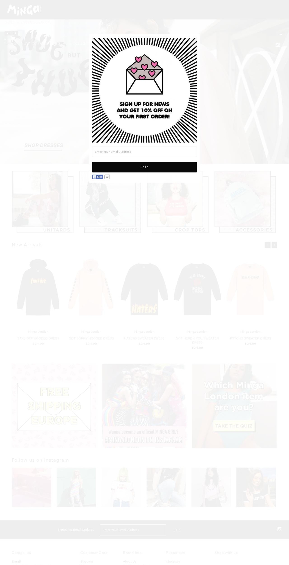 mingalondon.com shopify website screenshot