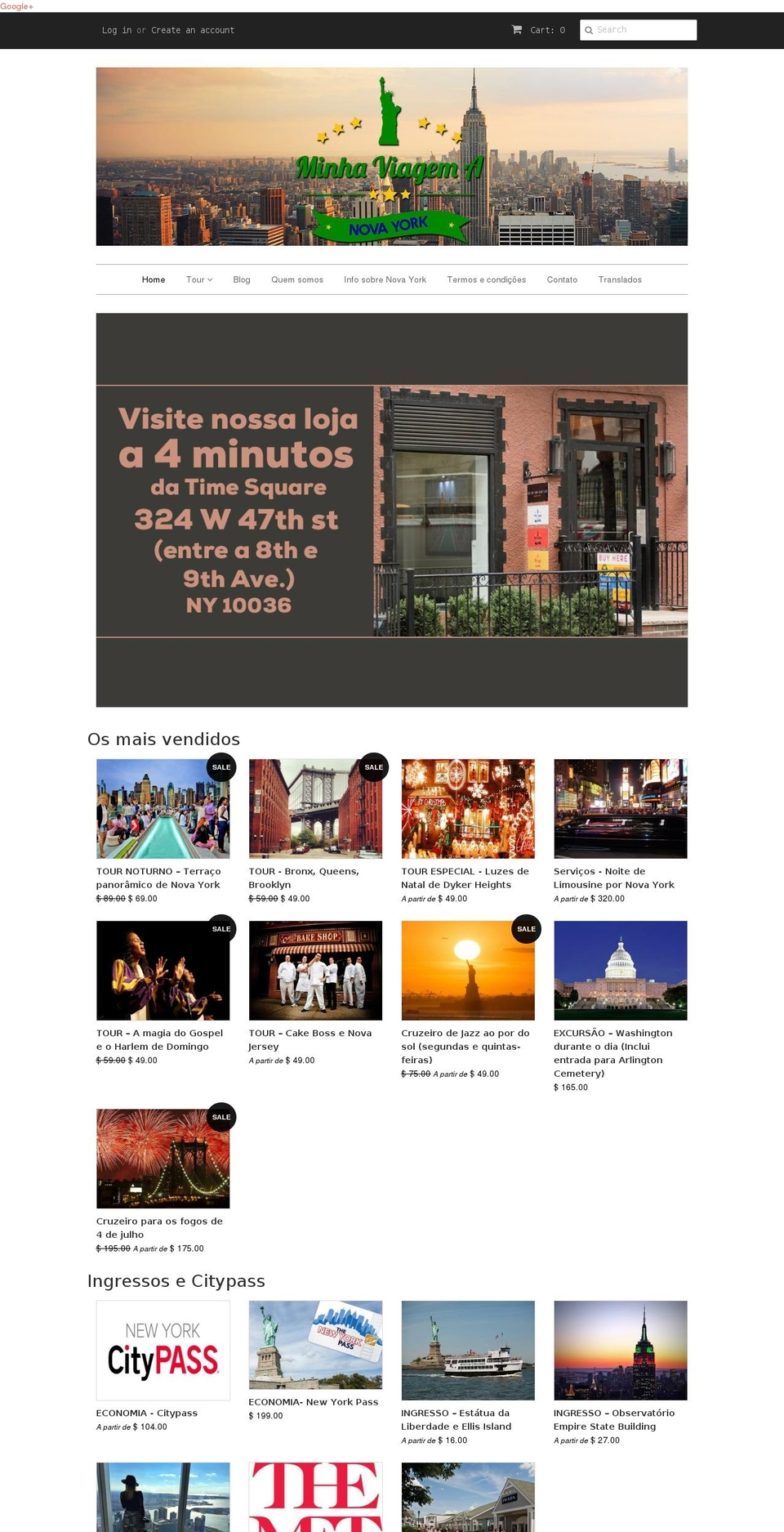 minhaviagemanovayork.com — Shopify storefront screenshot