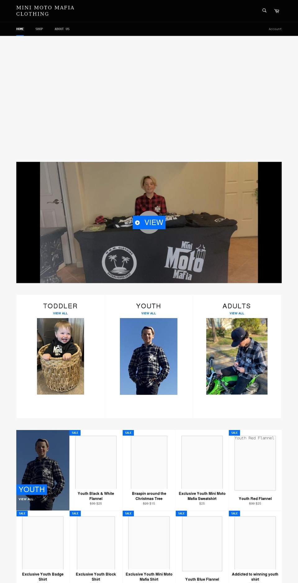 mini-moto-mafia-clothing.myshopify.com shopify website screenshot