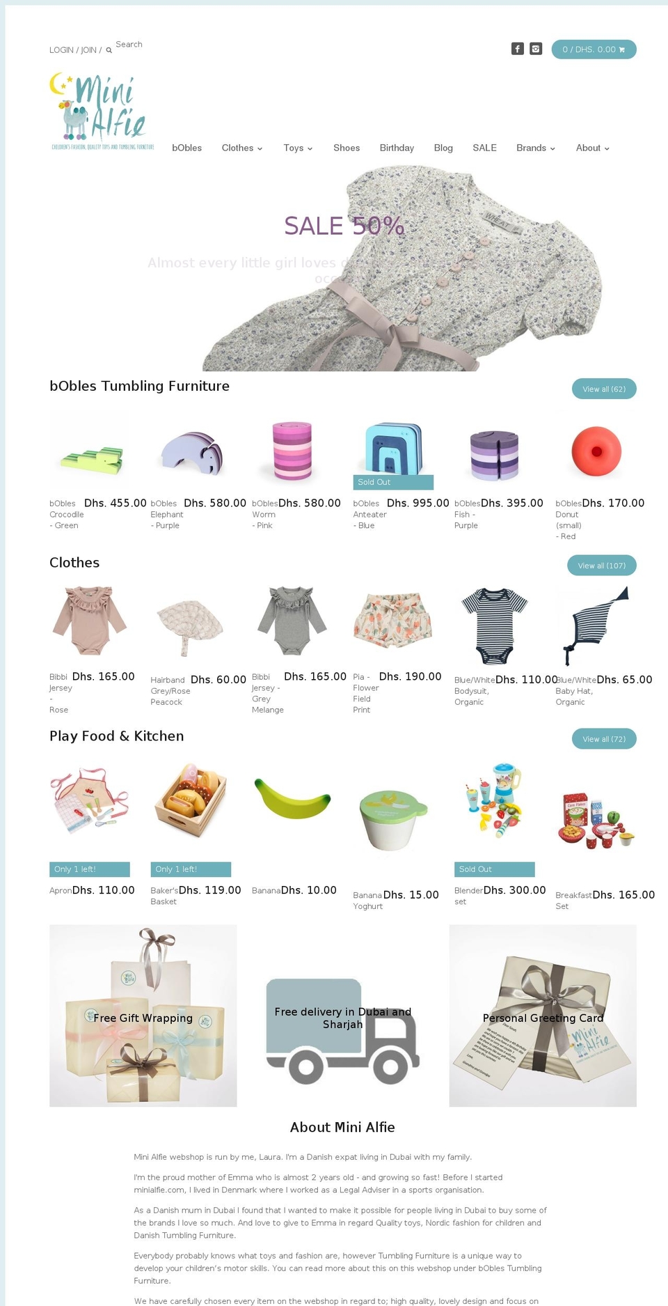 minialfie.com shopify website screenshot