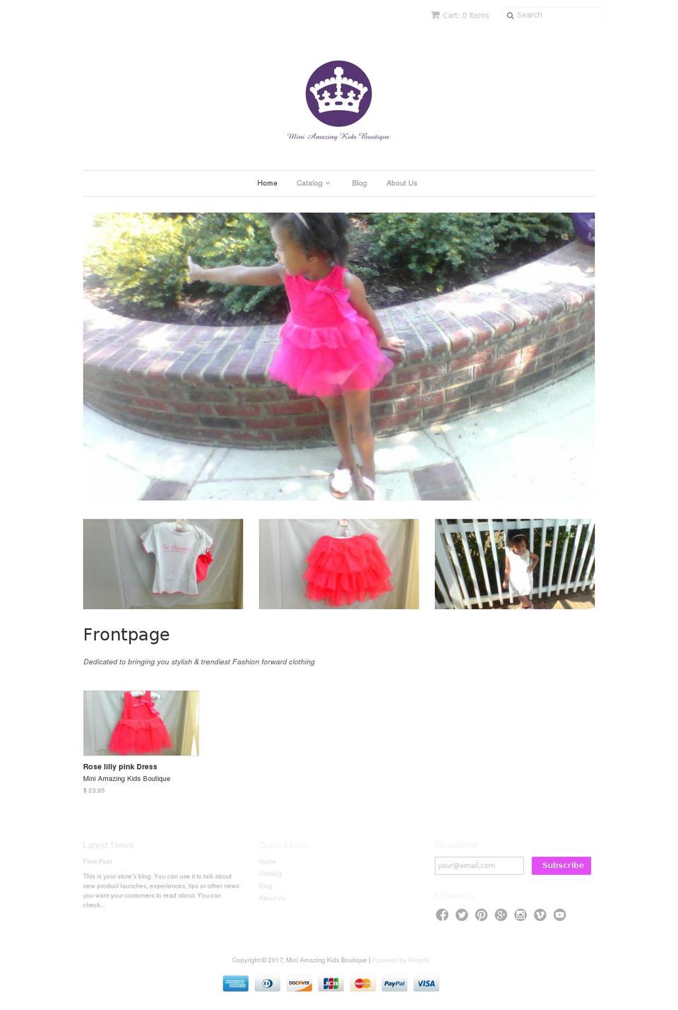 miniamazingkidsboutique.com shopify website screenshot