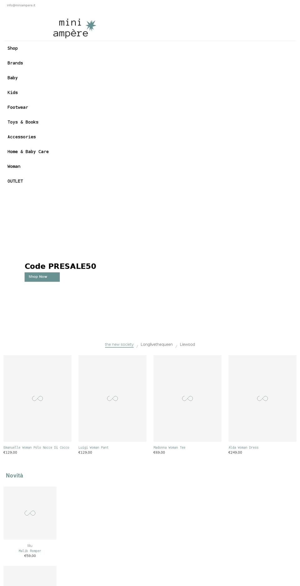 miniampere.it shopify website screenshot