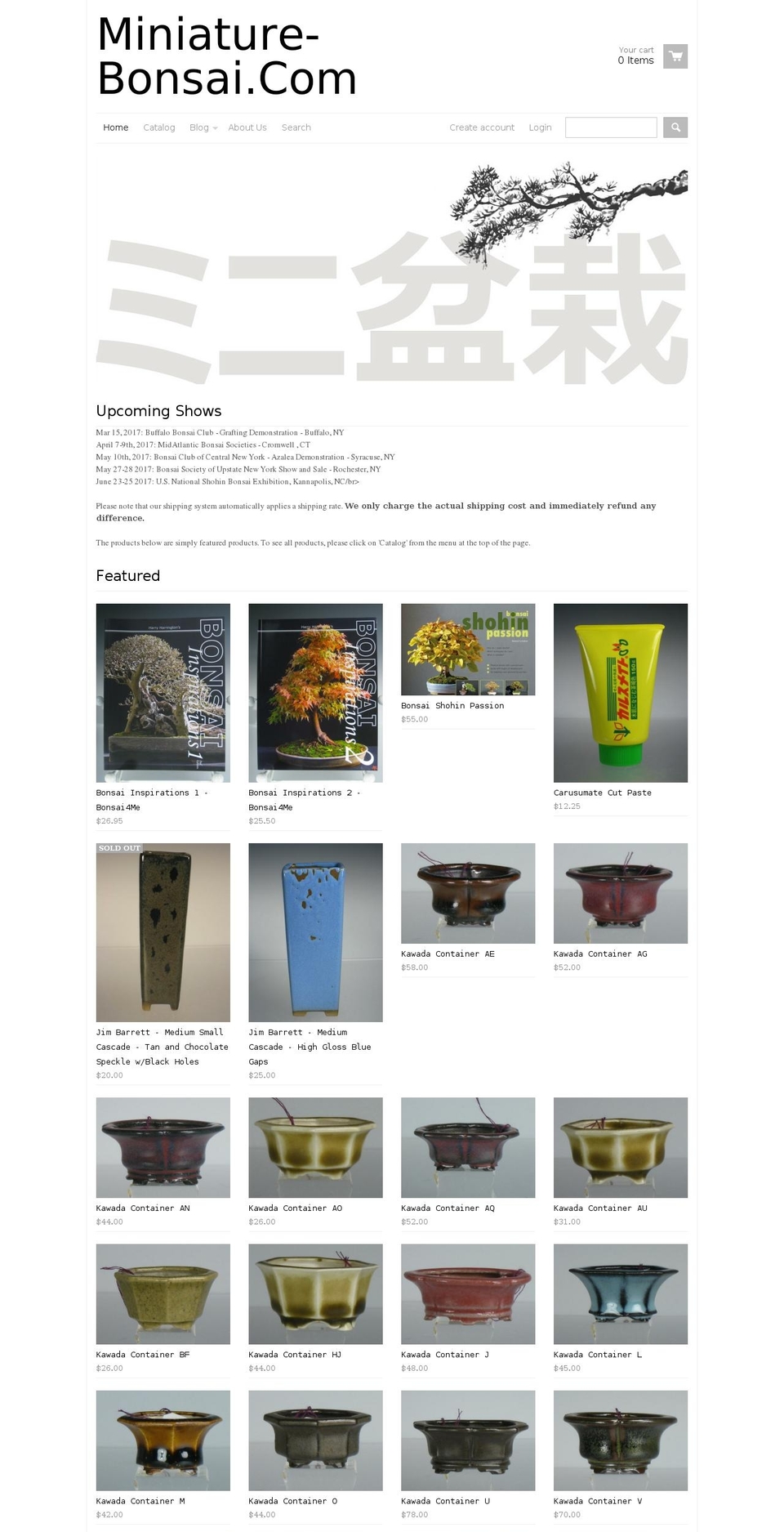 React Shopify theme site example miniature-bonsai.com