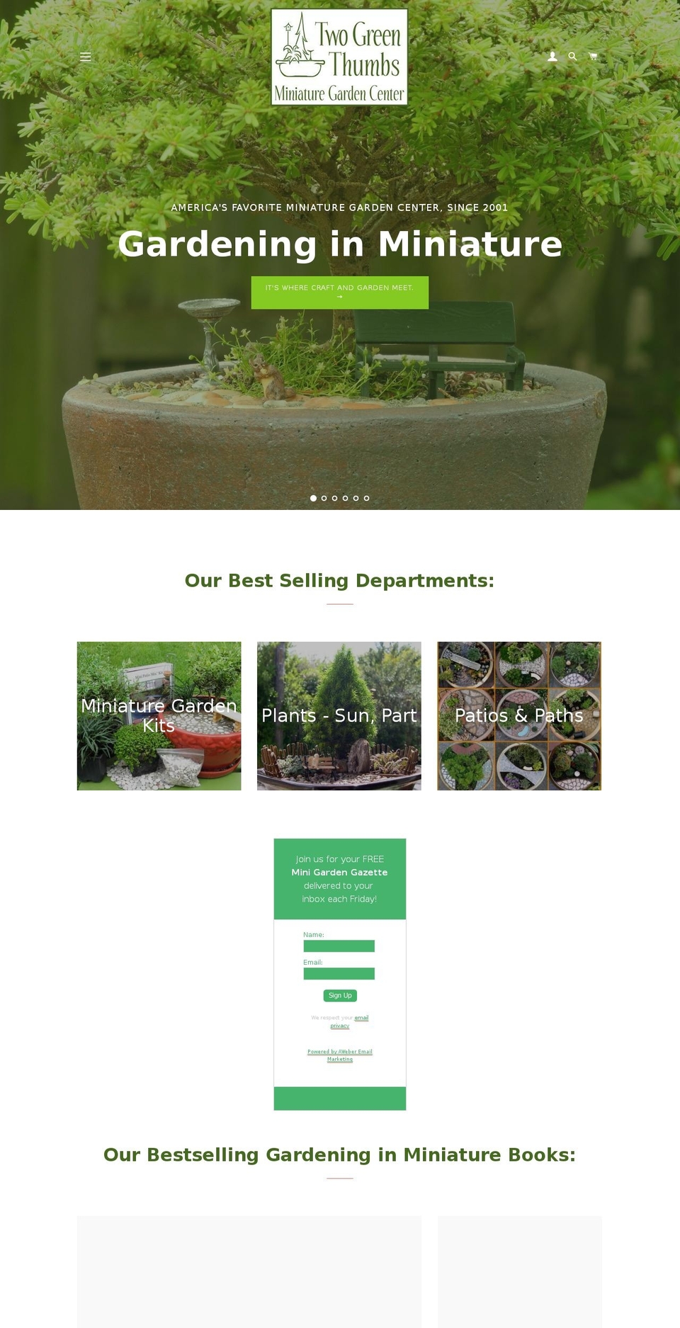 miniaturegardening.org shopify website screenshot