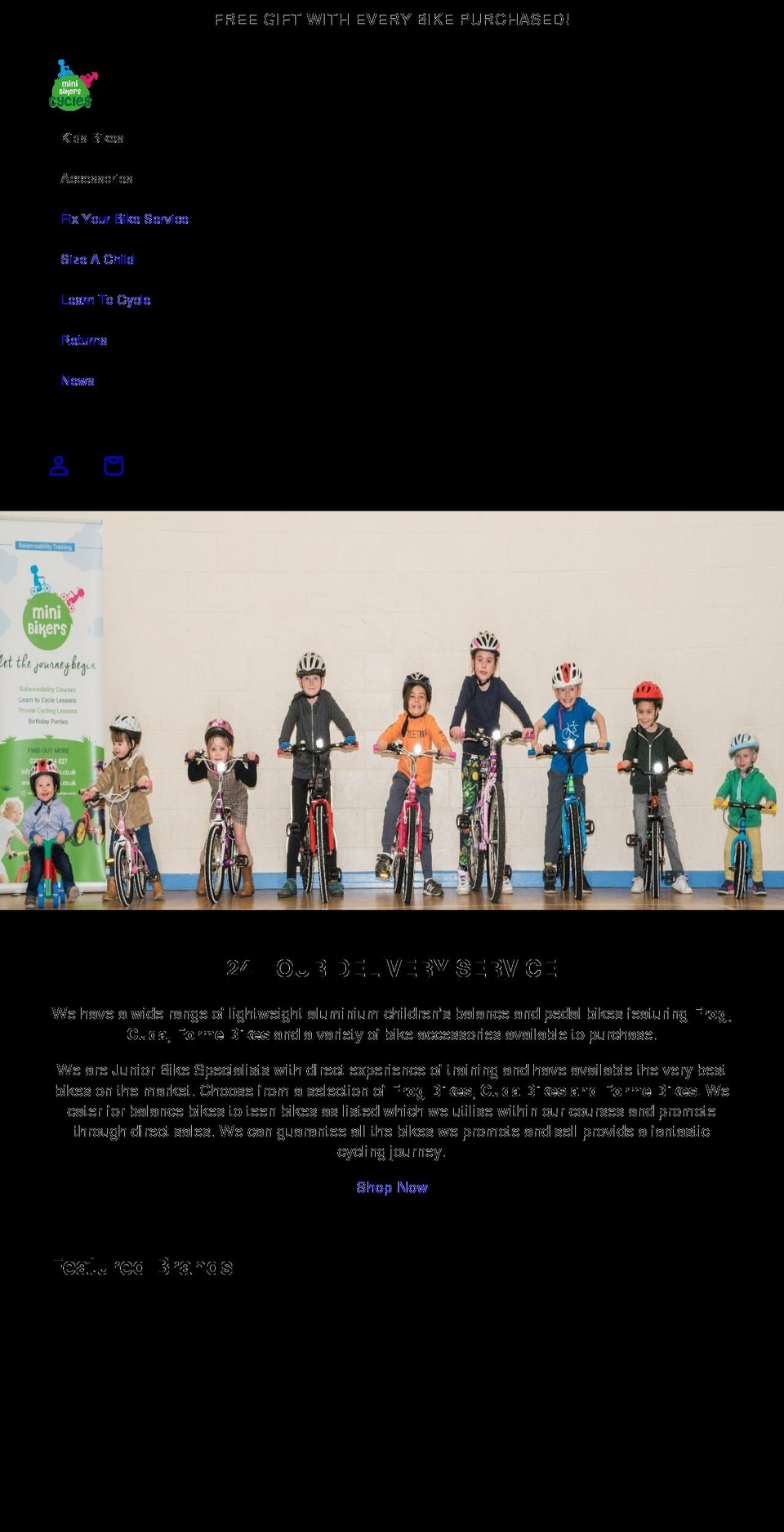 minibikerscycles.co.uk shopify website screenshot
