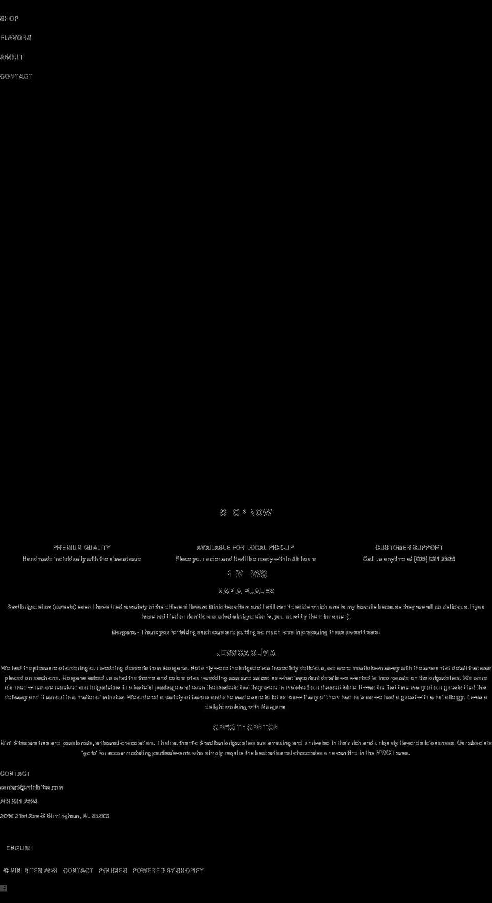 minibitesweets.com shopify website screenshot