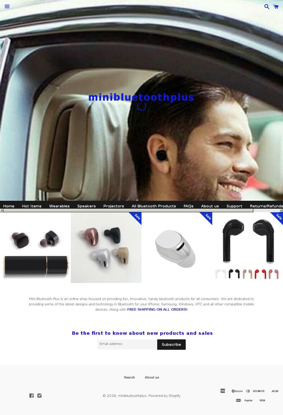 minibluetoothplus.com — Shopify storefront screenshot