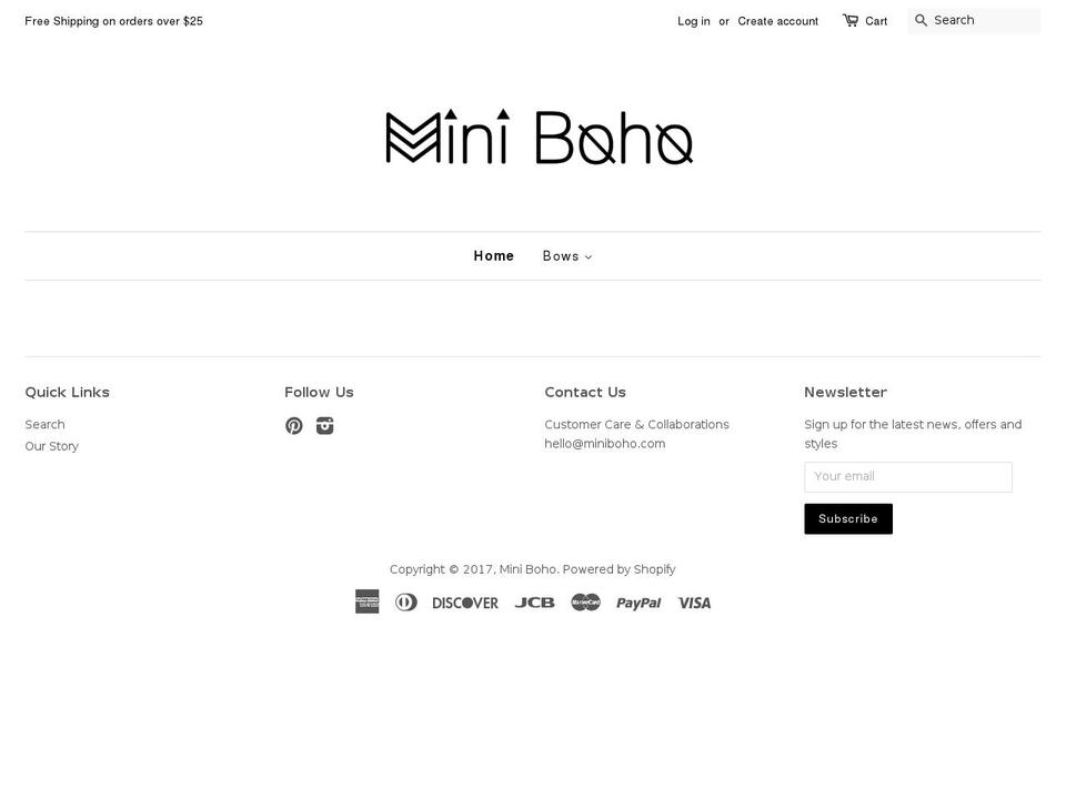miniboho.com shopify website screenshot