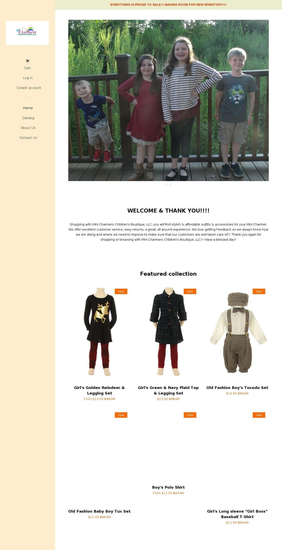 minicharmersboutique.com — Shopify storefront screenshot