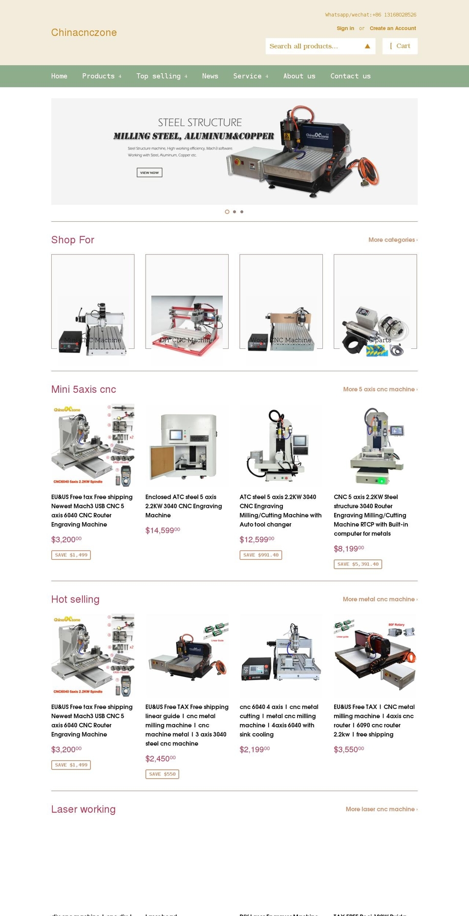 minicnclaser.com shopify website screenshot