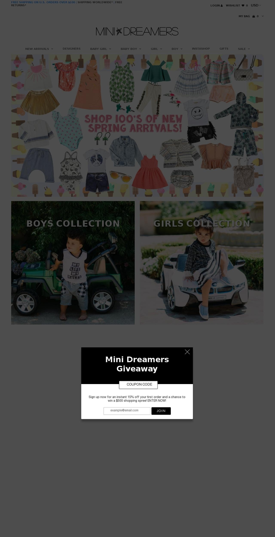 minidreamers.com shopify website screenshot
