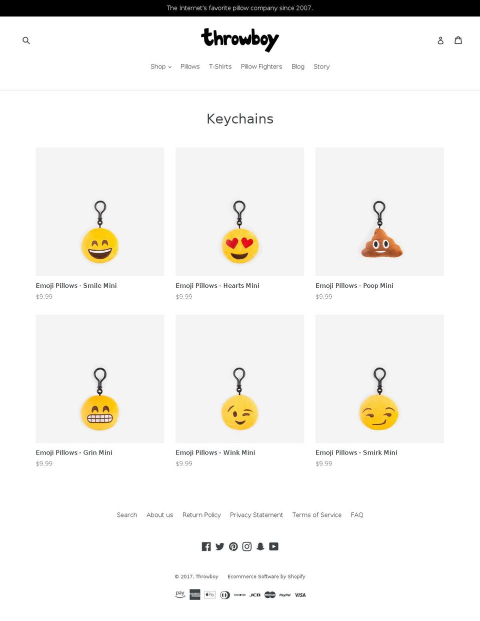 miniemojipillows.com shopify website screenshot