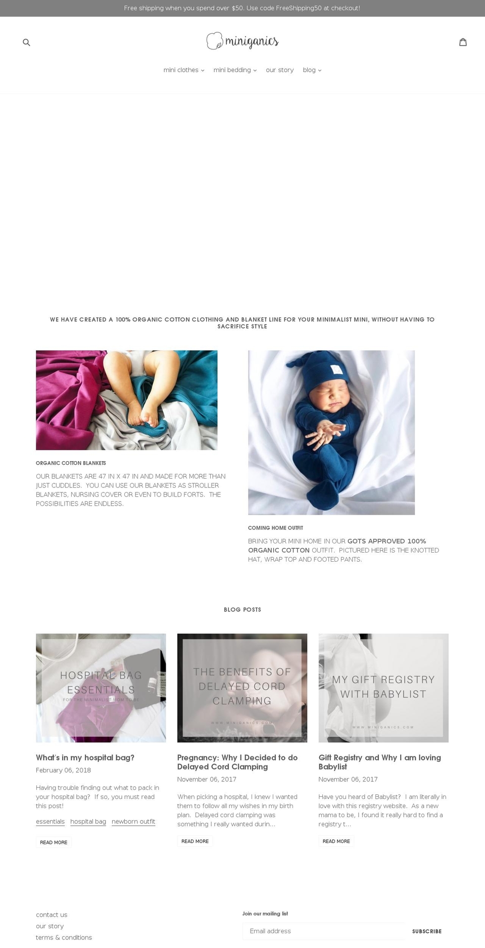 miniganics.com shopify website screenshot