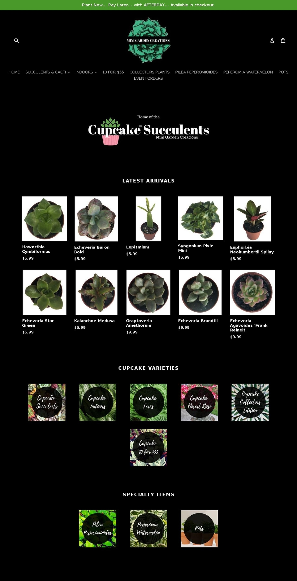 minigardencreations.net shopify website screenshot