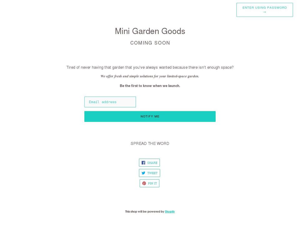 minigardengoods.com shopify website screenshot