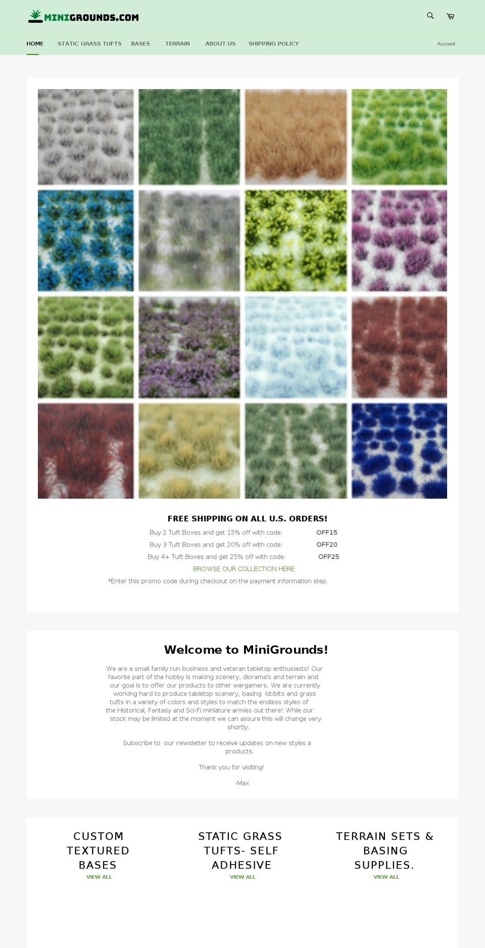minigrounds.com shopify website screenshot