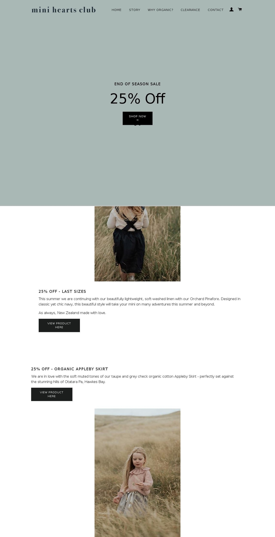 miniheartsclub.co.nz shopify website screenshot