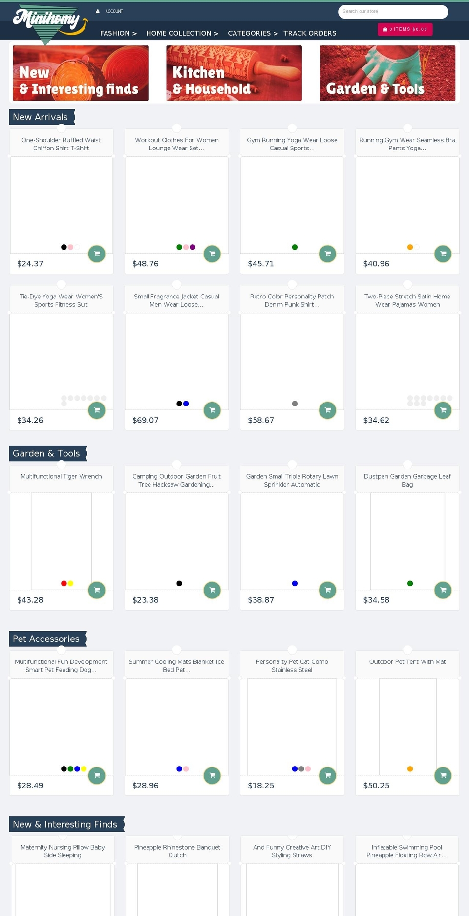 minihomy.com shopify website screenshot