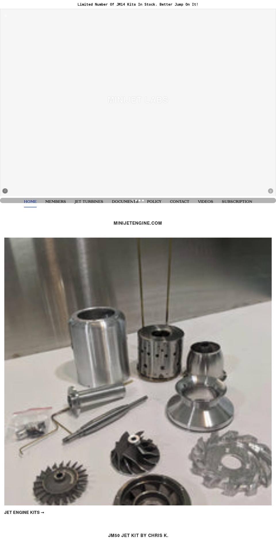 minijetengine.com shopify website screenshot