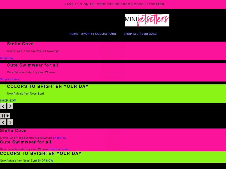minijetsetters.com — Shopify storefront screenshot