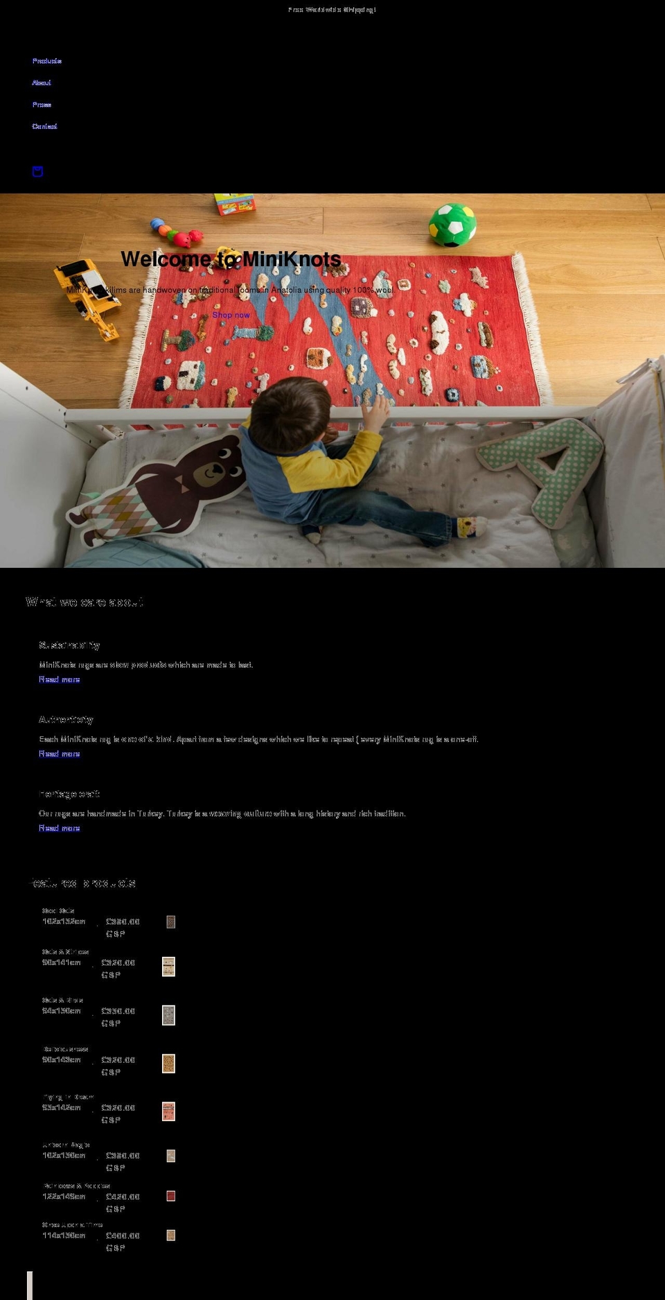 miniknots.com — Shopify storefront screenshot