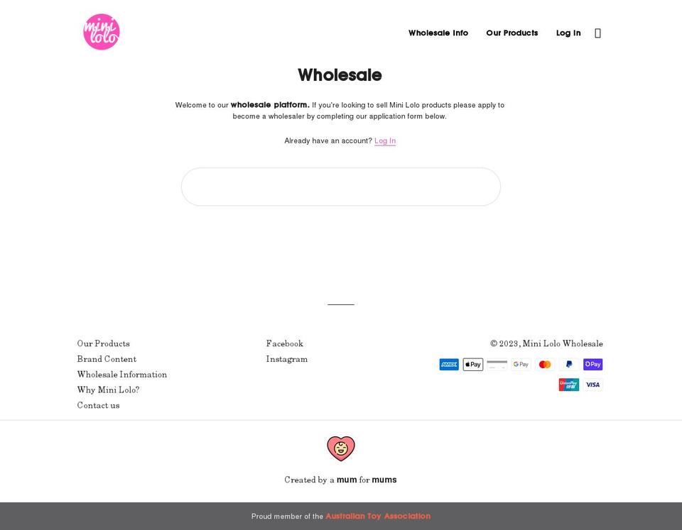 minilolowholesale.com shopify website screenshot