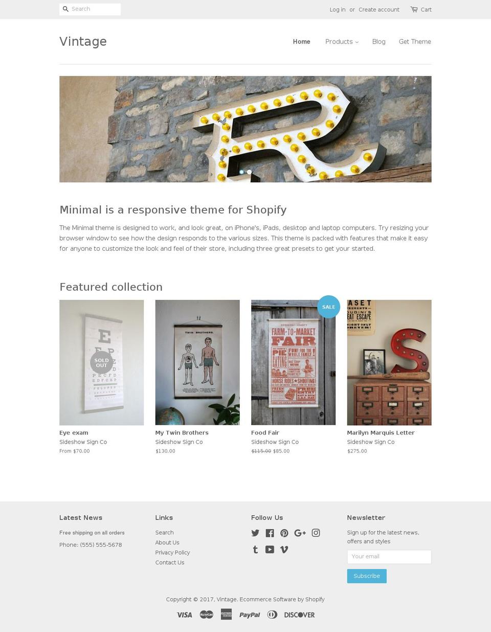 minimal-vintage.myshopify.com shopify website screenshot