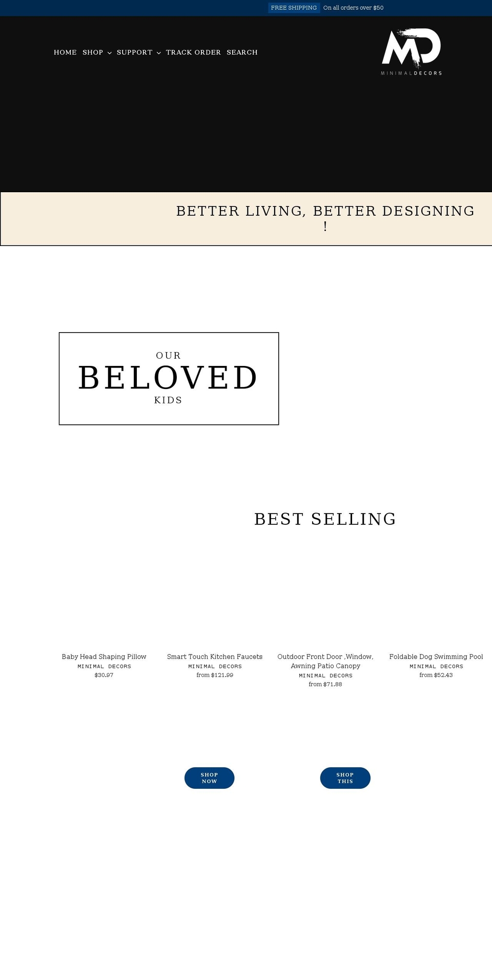 minimaldecors.com shopify website screenshot