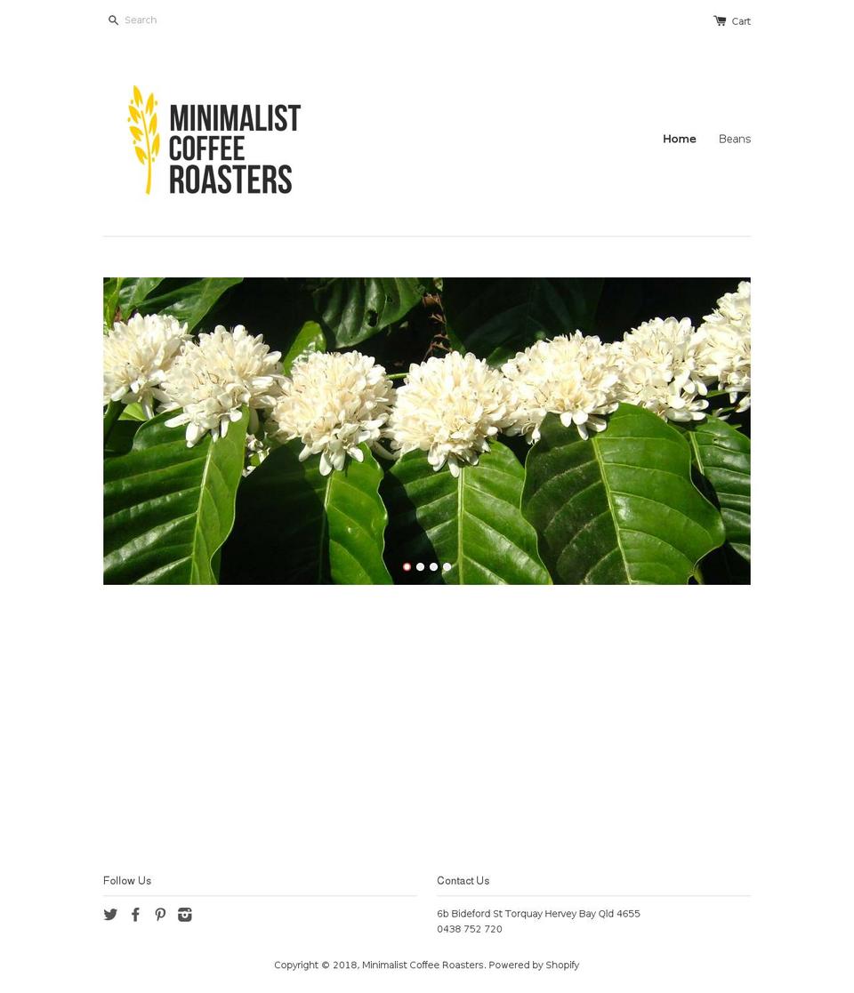 minimalistcoffeeroasters.com — Shopify storefront screenshot