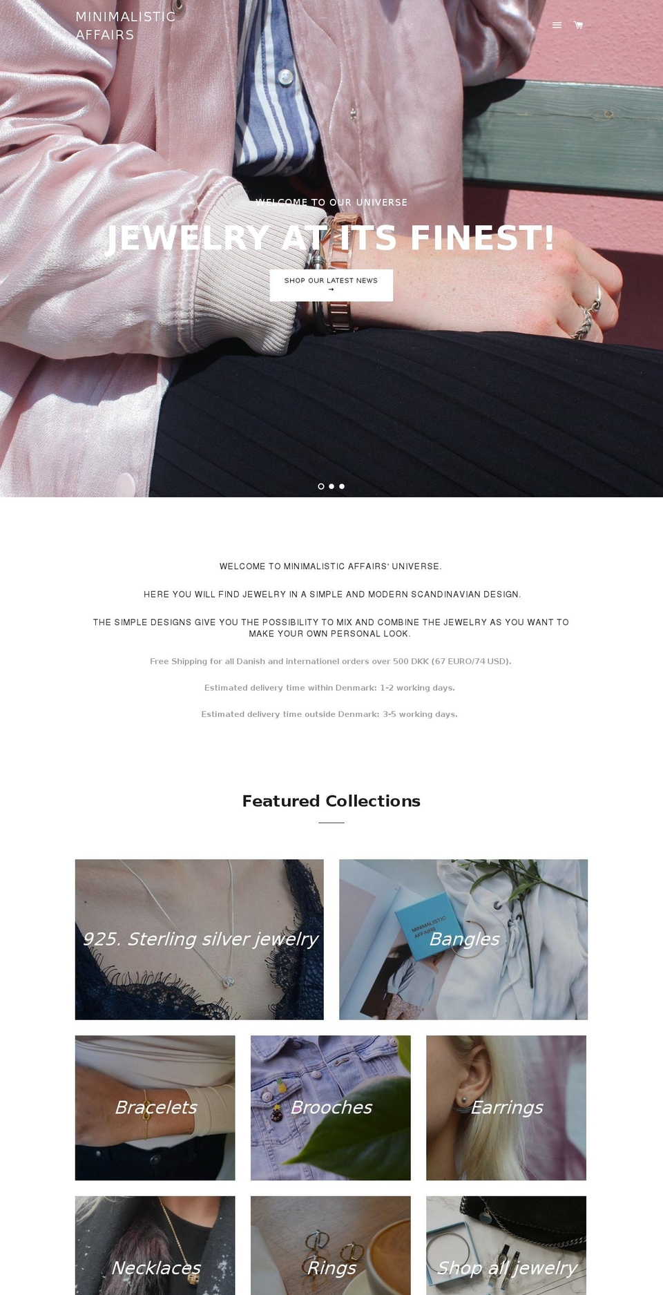 minimalisticaffairs.com — Shopify storefront screenshot