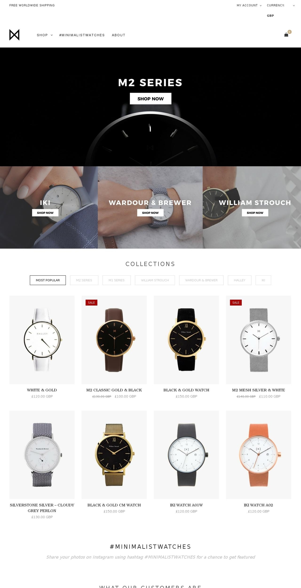 minimalisticwatch.com shopify website screenshot