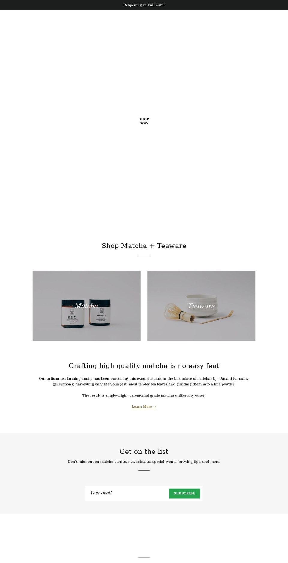 minimalmatcha.com shopify website screenshot