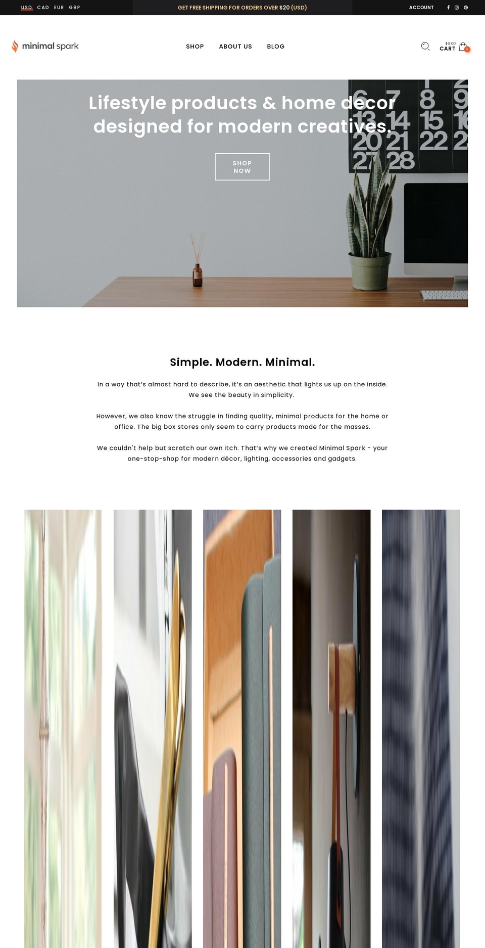 minimalspark.com — Shopify storefront screenshot
