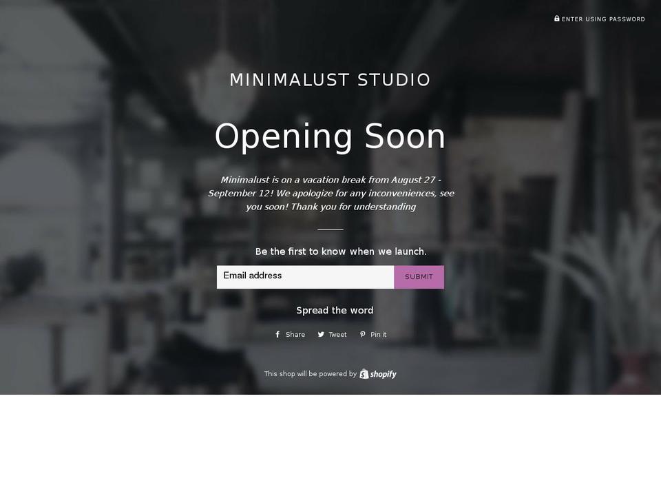 minimaluststudio.com shopify website screenshot