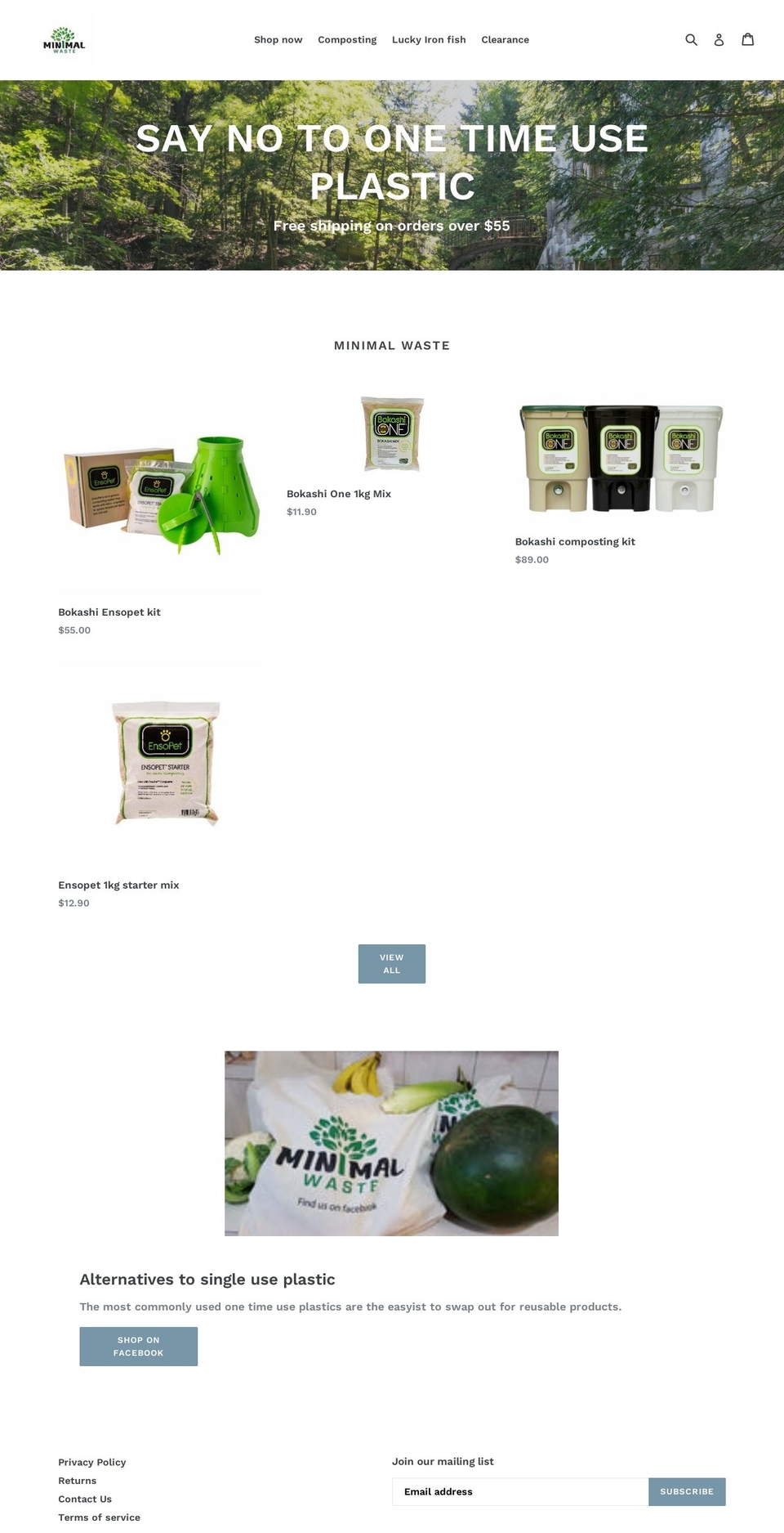 minimalwaste.com.au shopify website screenshot