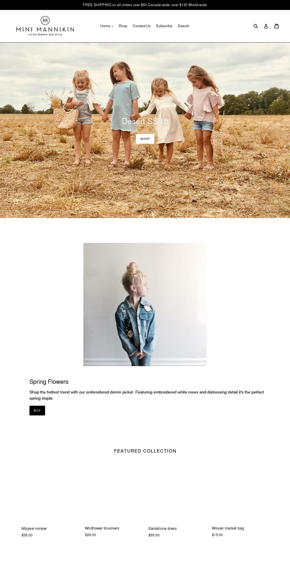 minimannikin.com shopify website screenshot