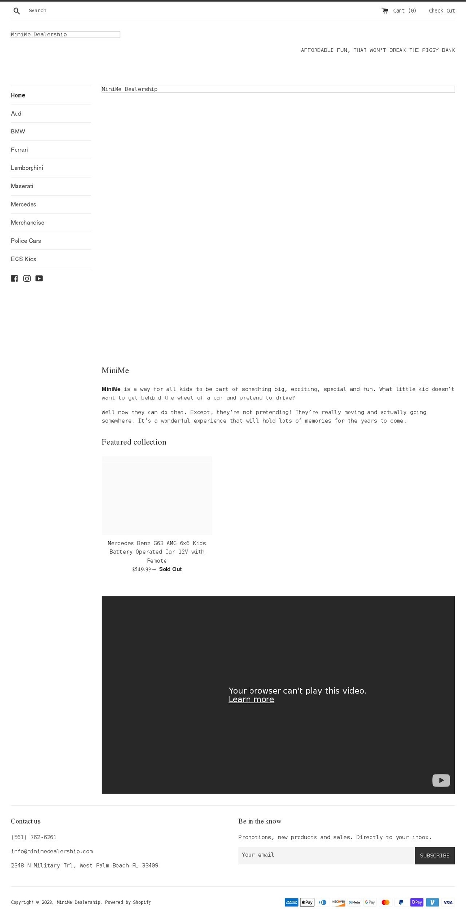 minimedealership.com shopify website screenshot