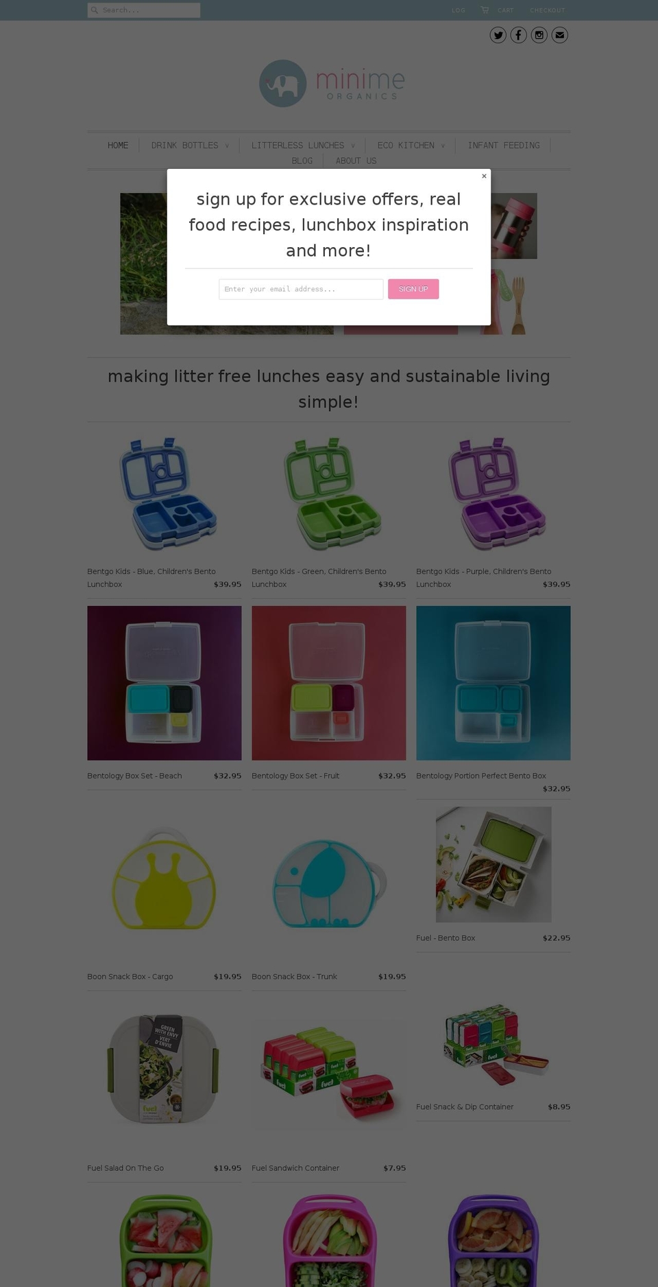 minimeorganics.com shopify website screenshot