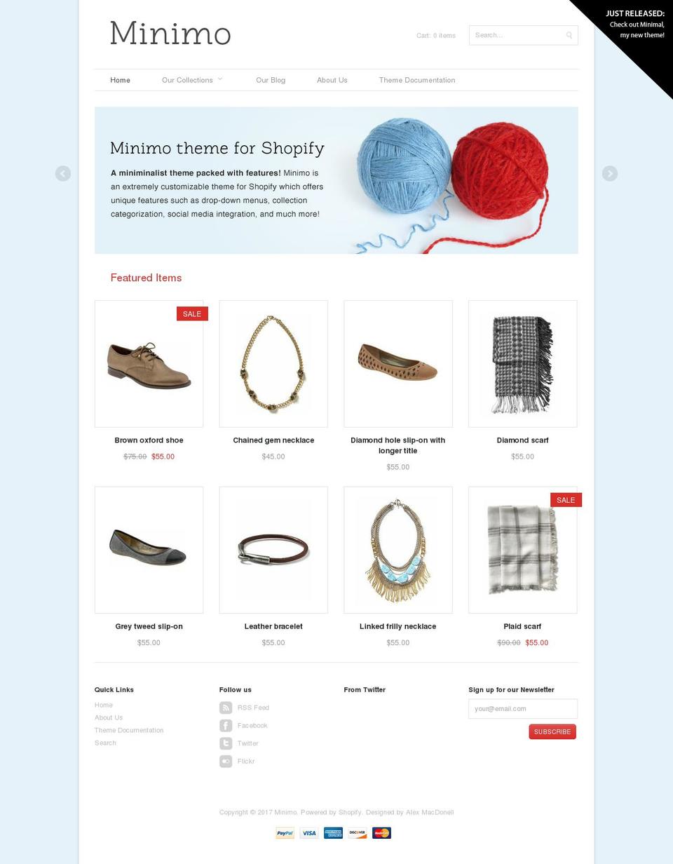 minimo.myshopify.com shopify website screenshot