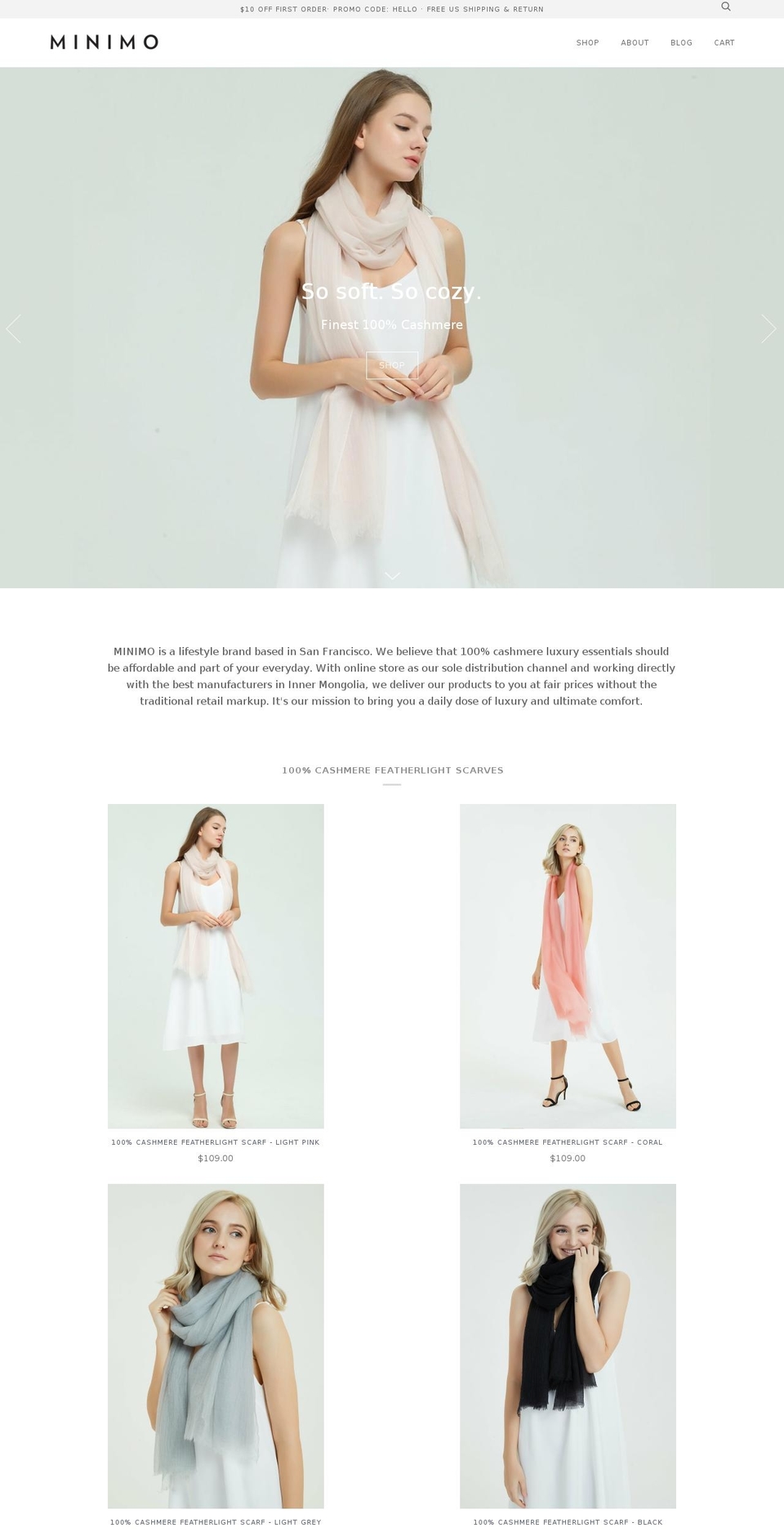 minimofashion.com shopify website screenshot