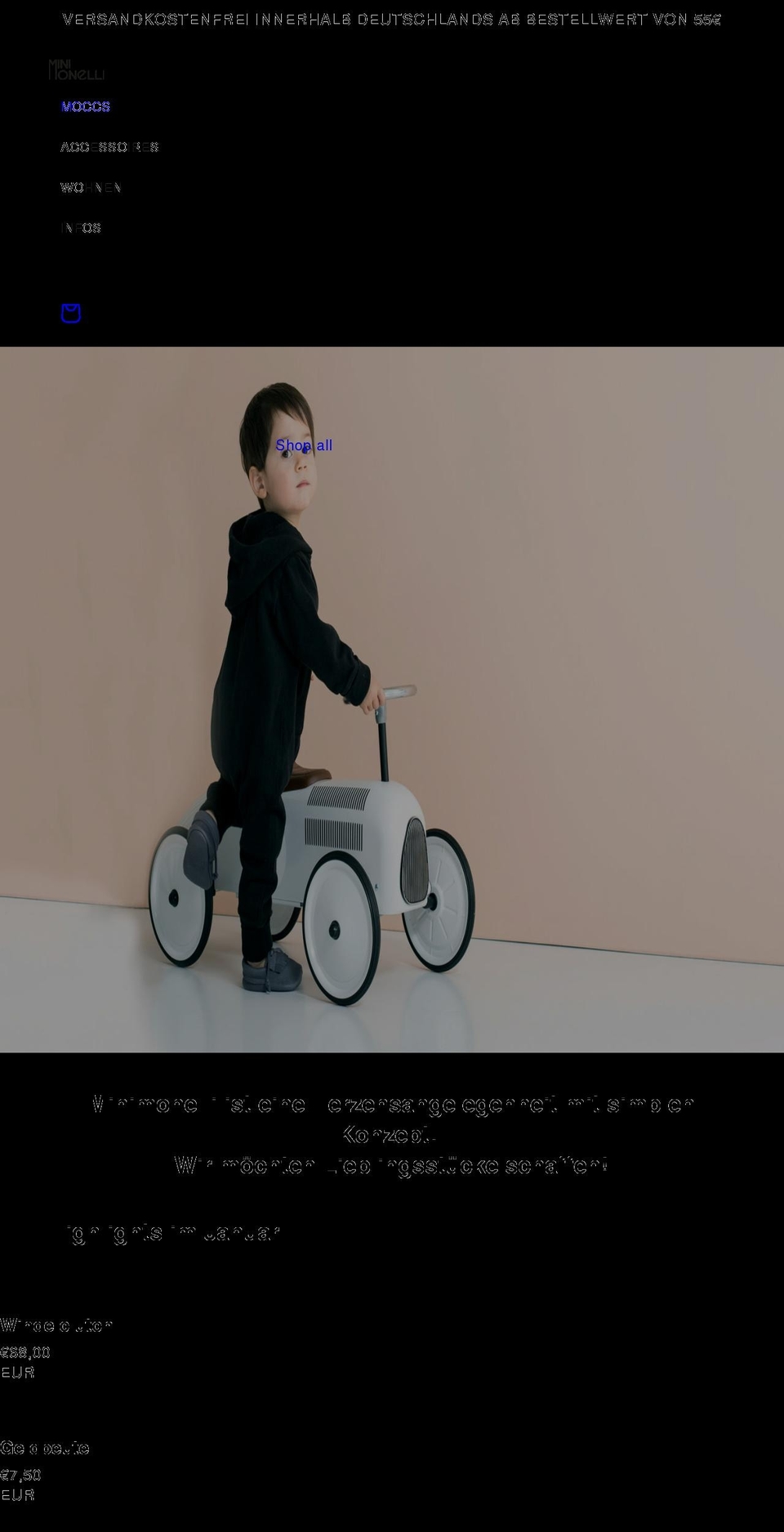 minimonelli.com shopify website screenshot