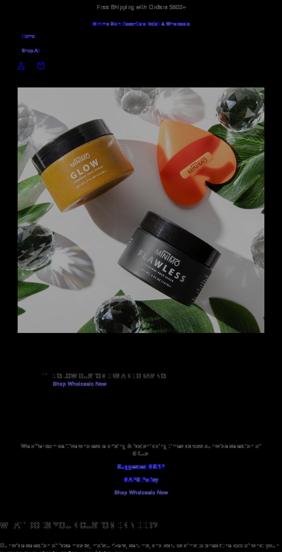 minimoskinessentials.com shopify website screenshot