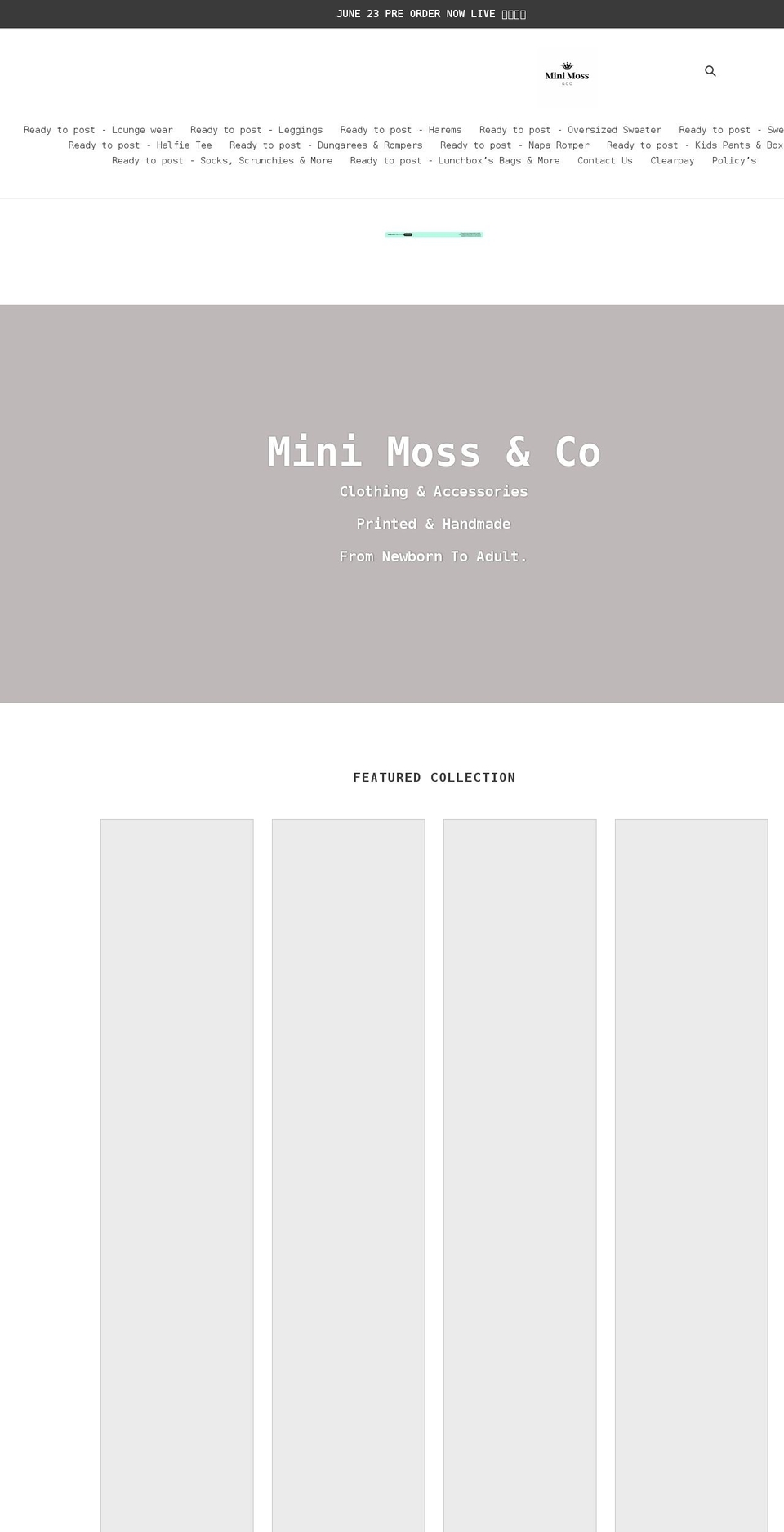 minimossandco.co.uk shopify website screenshot