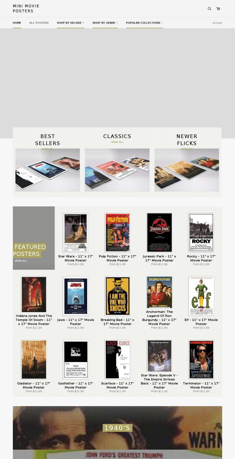 minimovieposters.com — Shopify storefront screenshot