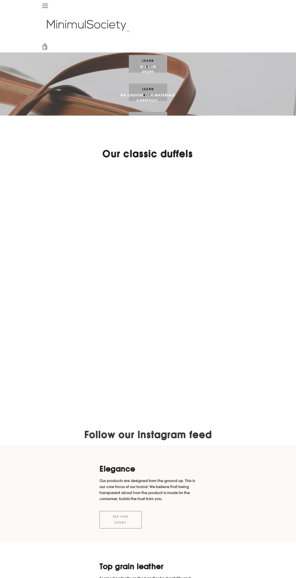 minimulsociety.com — Shopify storefront screenshot