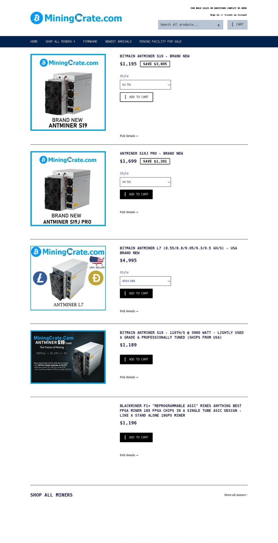 miningcrate.com shopify website screenshot