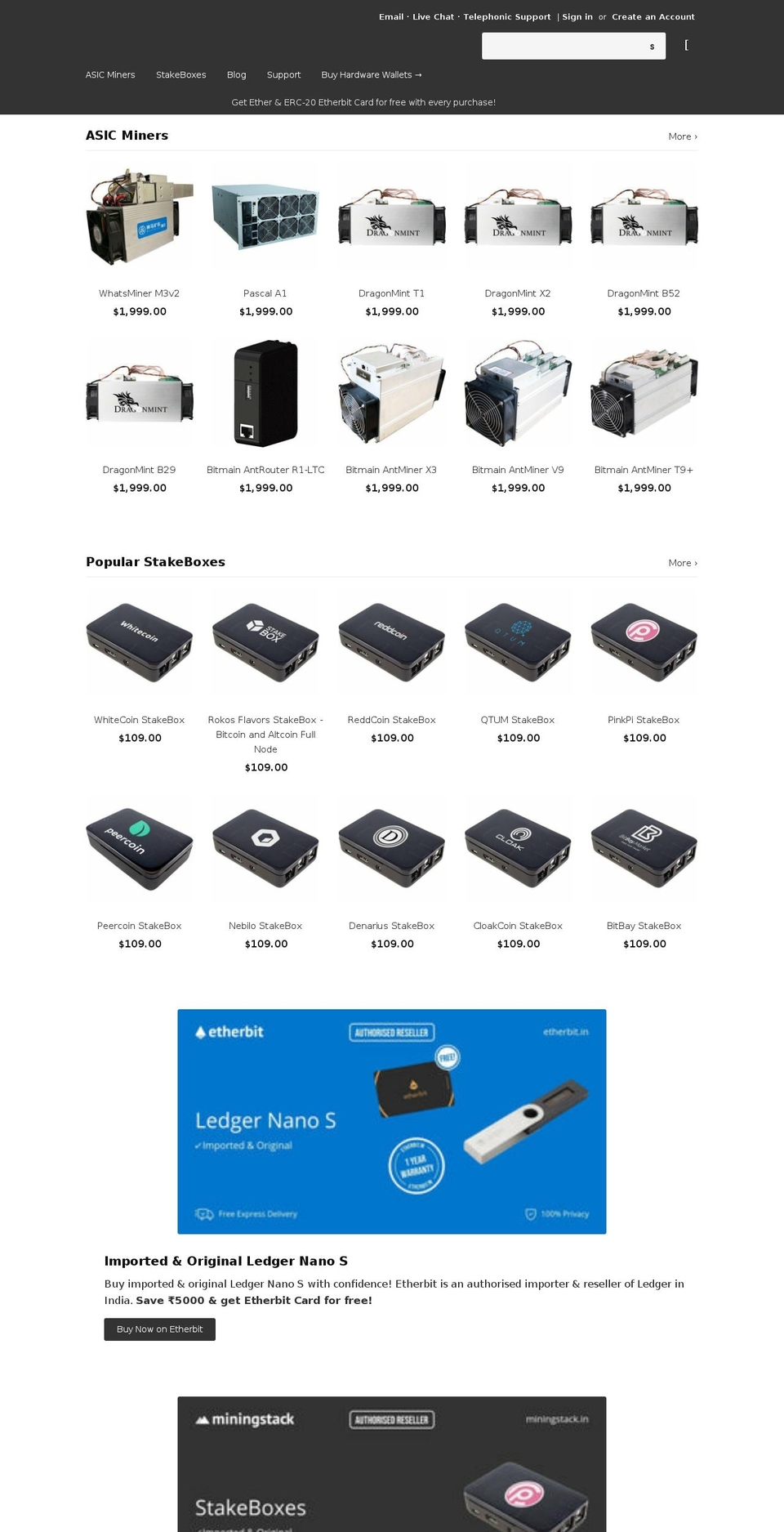 miningstack.com — Shopify storefront screenshot